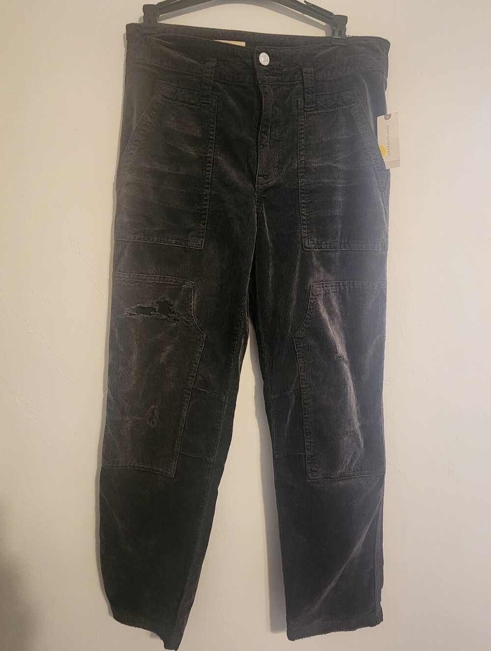 Anthropoligie Women's Dark Gray Corduroy Patchwork Pants
